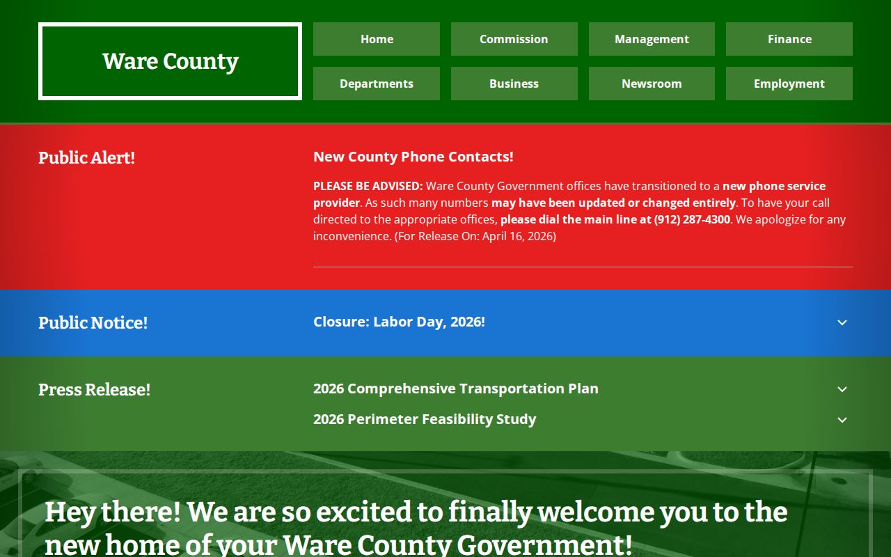 Ware County warrant record government portal