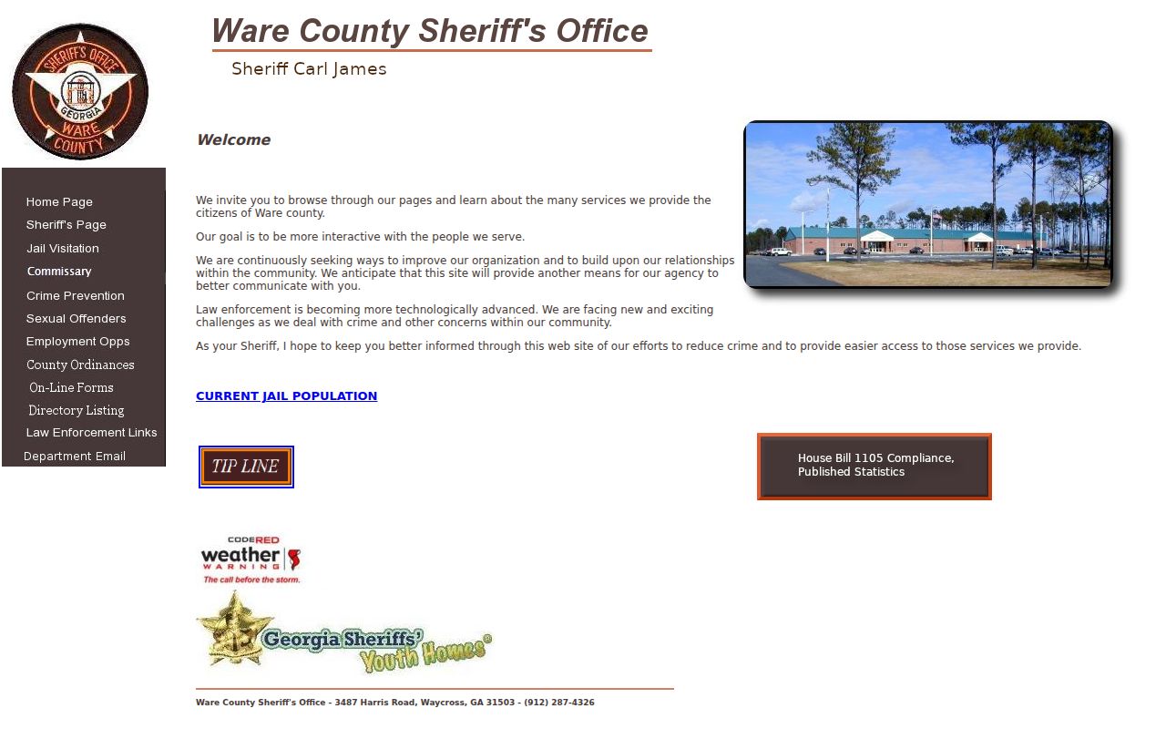 Ware County warrant records sheriff home page